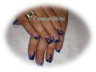 Kék francia fekete mintával