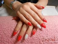 Piros fehér strasszos