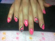 Pink és neon köröm akril virág