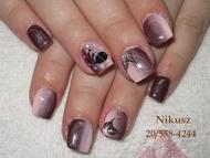 Barna rózsaszín ombre madárral