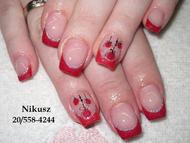 Piros bársonyporos fenyő dísszel