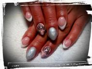 baba rózsazsín ezüsz és páva toll