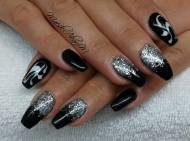 Fekete ezüst cicás balerina