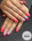 Neon pink galaxy holoval és kövekkel