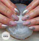 Best Nails - Ezüst és pink kövekkel