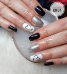 Best Nails - Fekete ée fehér köröm ezüsttel 