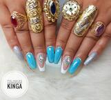 Best Nails - Francia és kék összeállitás kövekkel