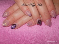 Lila csillámos és virágos