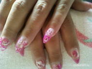 Best Nails - rózsaszín fehér akril virág