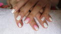 white gellac with pink glitter