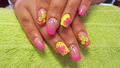 Neon pink and yellow nails