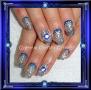 Blue and silver nails