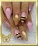 Pink and gold nail