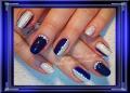 Blue and white nails