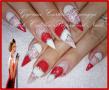 Red and white nail