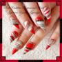 Red and white and black nail