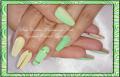 Green and yellow nail art