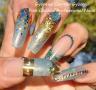 Blue and gold nail art