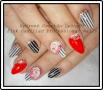 Black and white and red nail art