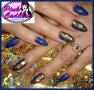 Blue and gold nail art