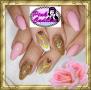 Pink and gold nail art