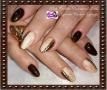 Brown and gold nail art