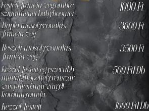 Díszítési árlista