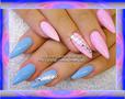 Pink and blue nails